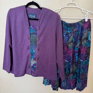 Nancy II Petite 2 piece Skirt Set Size 14 Petite Abstract Pleats